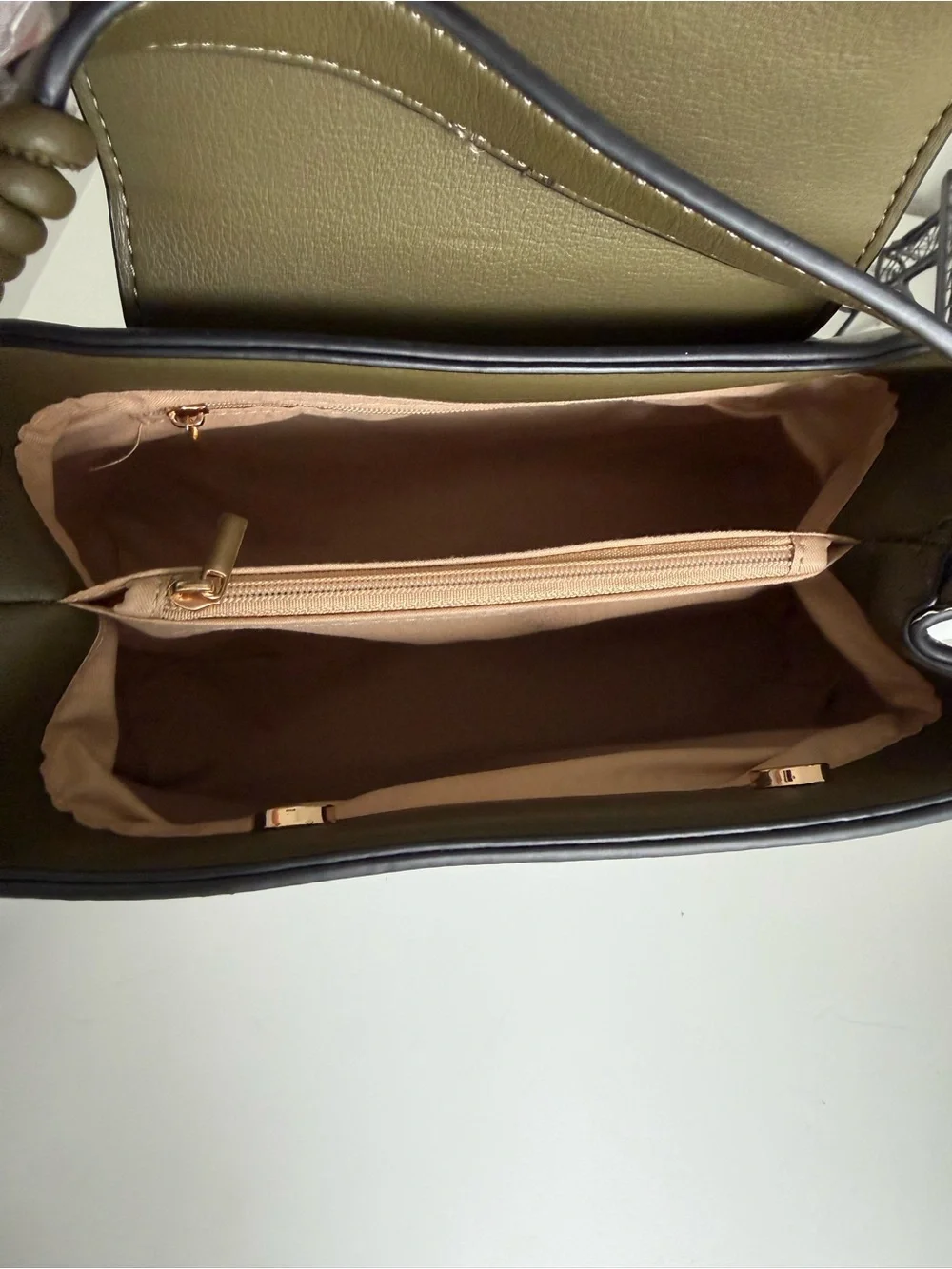 Olive Green Dragonfly Accent Top-Handle Satchel